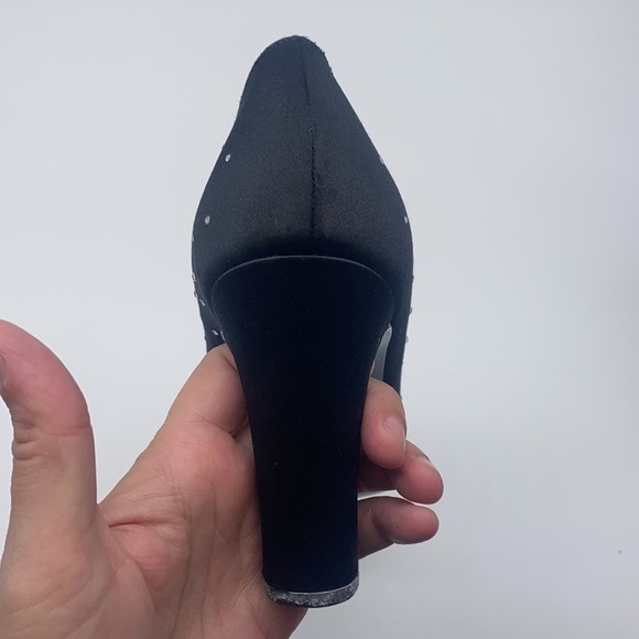 Bruno Magli Couture - Black Silky Heels With Beautiful Gem Embellished Size 8.5 - Picture 6 of 15
